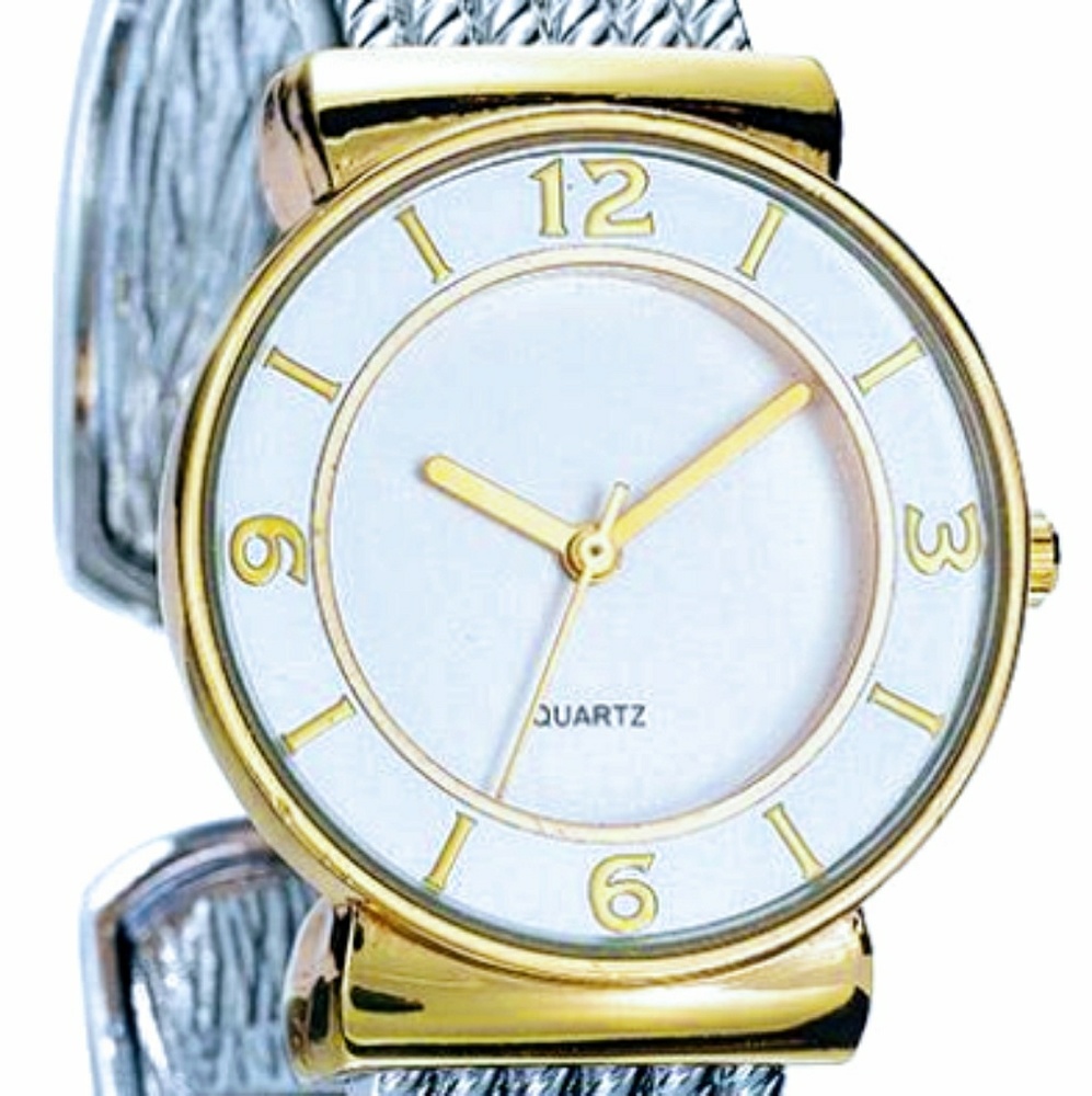 Timeless Two-tone Cuff Wrist Watch. Brand NEW!